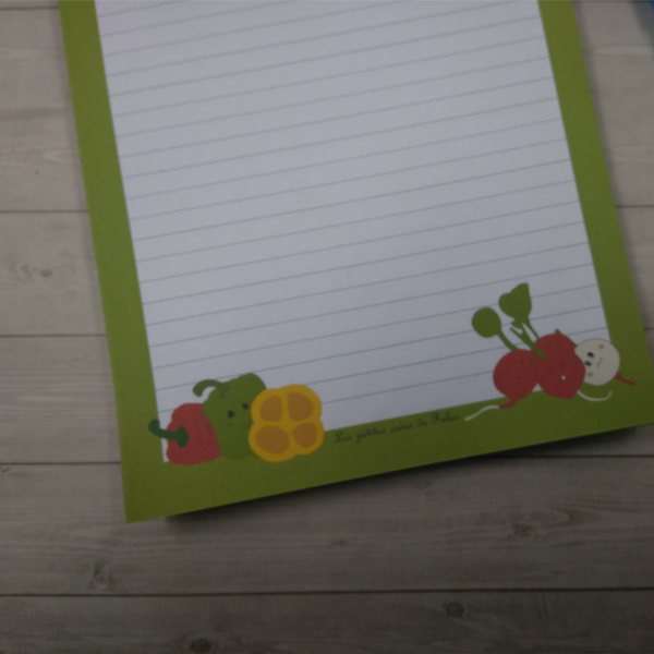 Joli bloc-notes liste illustré par la famille de la ronde des légumes !