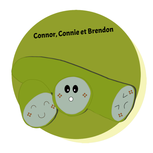 Connor, Connie et Brendon les concombres que tout oppose. Si Connor est toujours souriant, Brendon lui est toujours déprimé. Quant à Connie elle est toujours étonnée de l’humeur de ses compagnons.