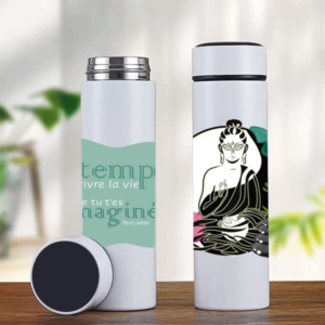 Thermos infuseur de thé intégré avec illustration zen et citation