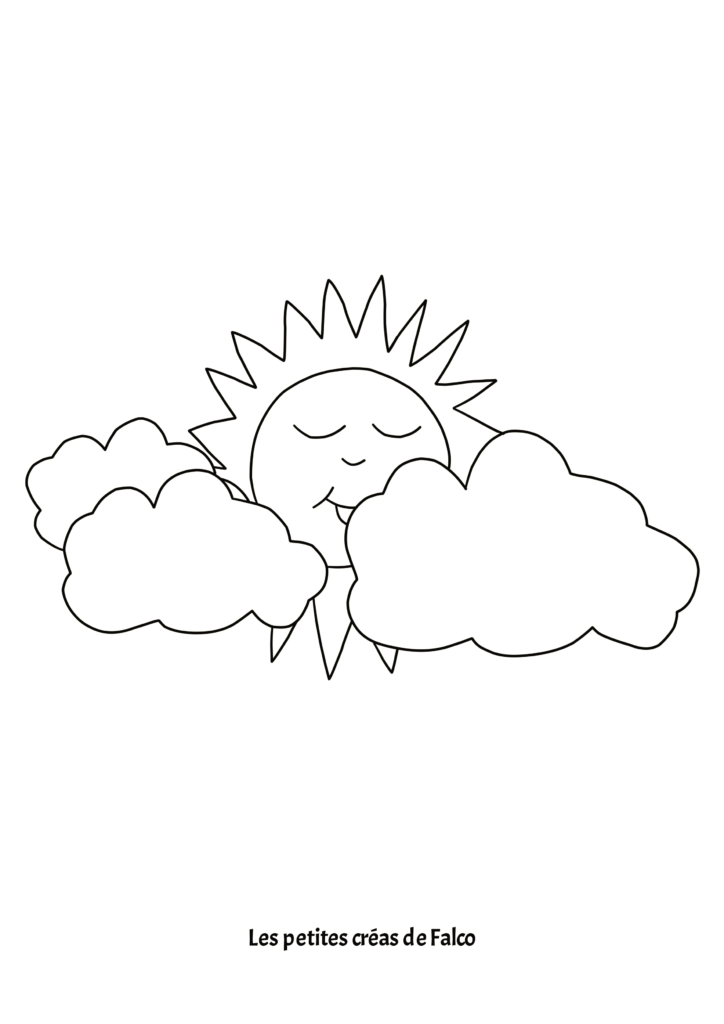 Coloriage d'un soleil et d'un nuage