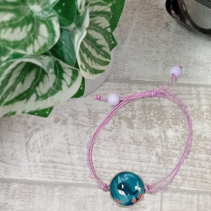 Bracelet en cabochon avec une illustration de baleine enfantine