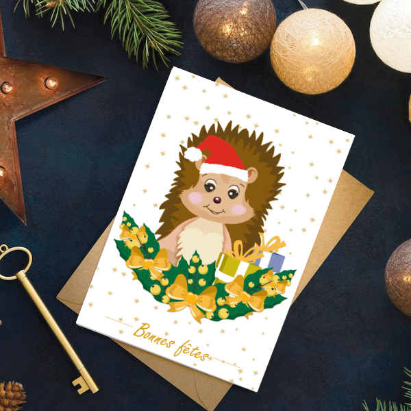 La carte de Noël "Joyeuses Fêtes Forestières" incarne l'esprit chaleureux et festif des fêtes de fin d'année.